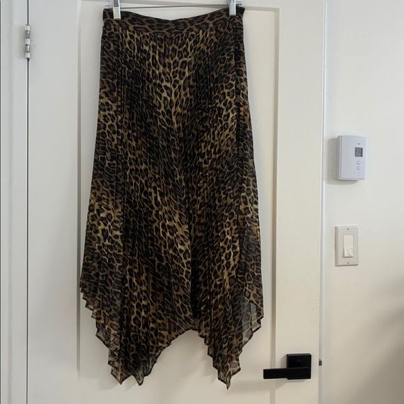 The Kooples Leopard Print Handkerchief Hem Midi Skirt - Brown/Black - Picture 3 of 5